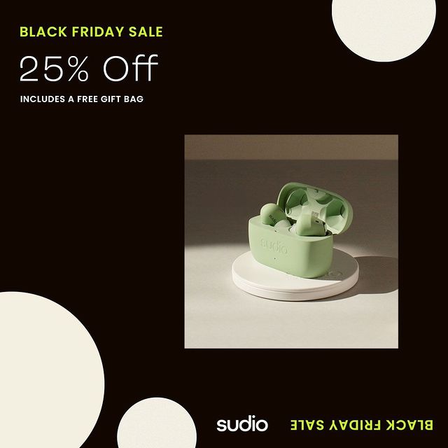 Dont walk. Run to sudio.com to get 25% off ALL earphones, headphones and speakers during Black Friday!⁠⁠#sudio #designingsound #BlackFriday #E2Jade #E2Sand #T2White⁠⁠ ⁠