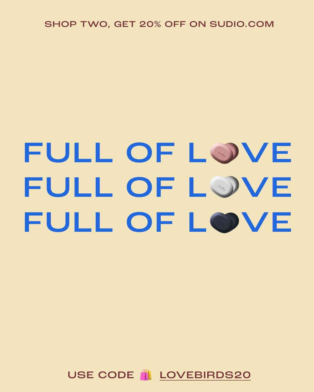 ???? Have you picked a Valentine’s gift yet for your honey bunny? If not, this is your sign. ????✨Buy 2 or more products and get 20% OFF on sudio.com. Use code LOVEBIRDS20 ????Because love sounds better when it’s shared.#sudio #shapingsound #sharelove #N3ProPink #Vday