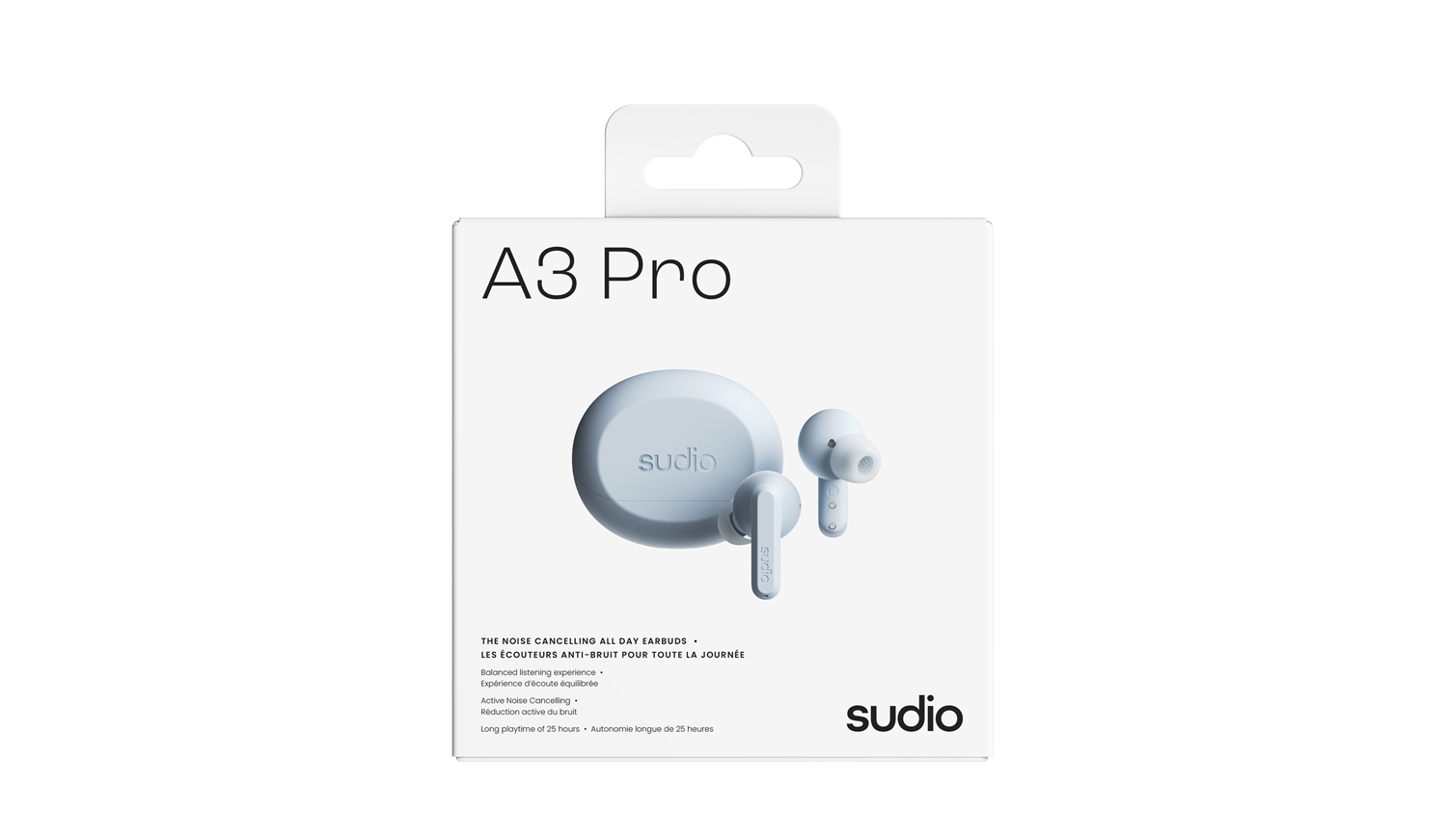 Sudio A3 Pro Earbuds and Case package box