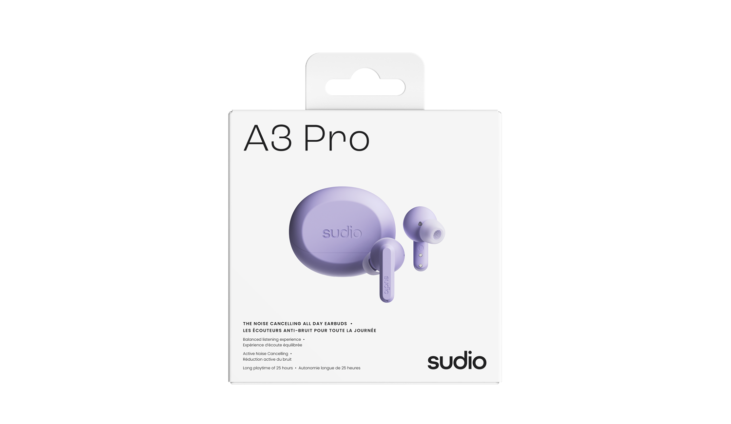 Sudio A3 Pro Earbuds and Case package box