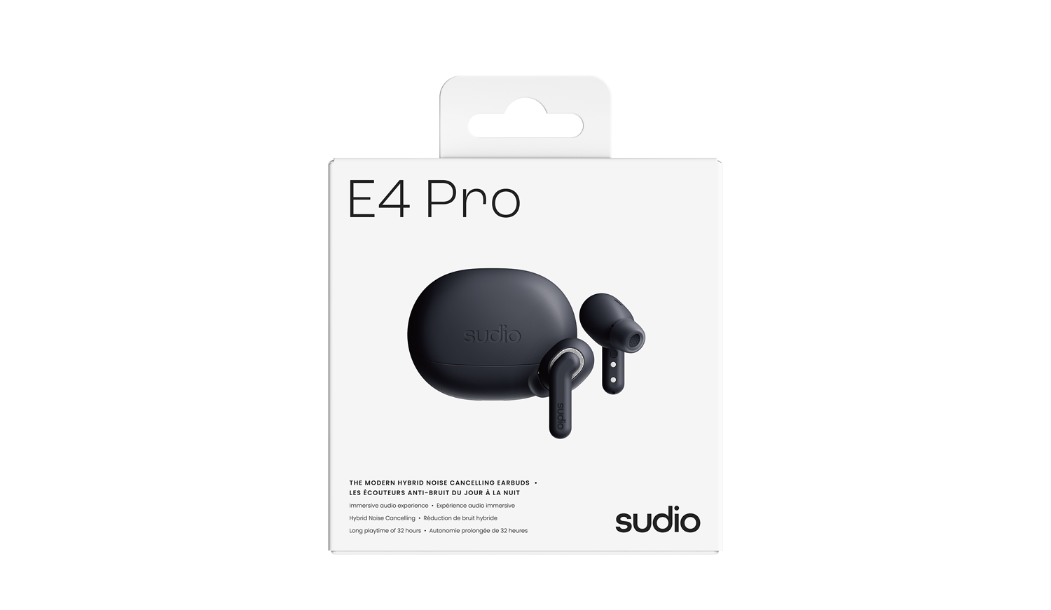 Sudio E4 Pro Earbuds and Case package box