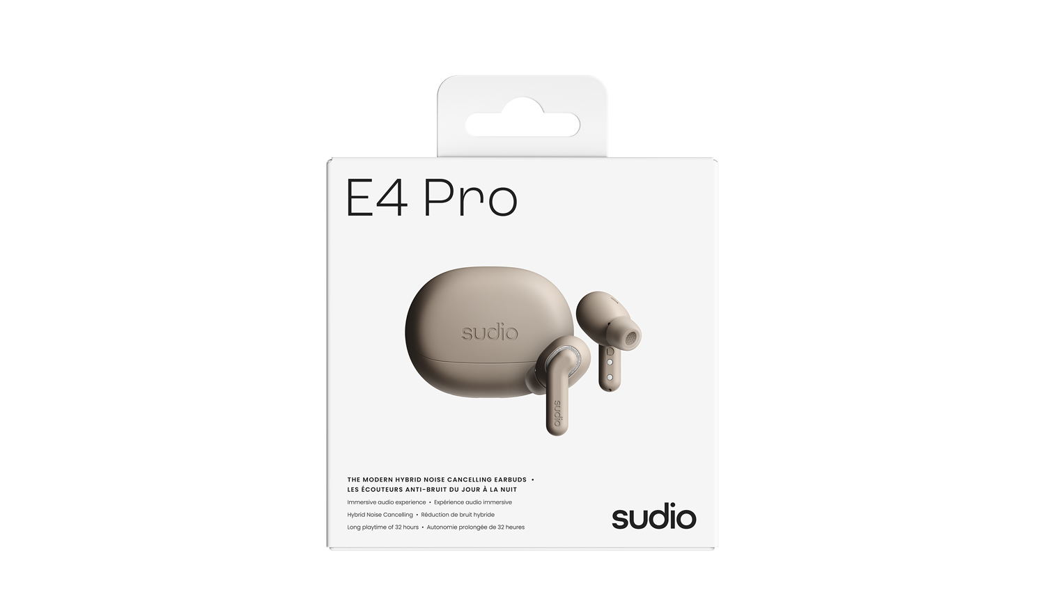 Sudio E4 Pro Earbuds and Case package box