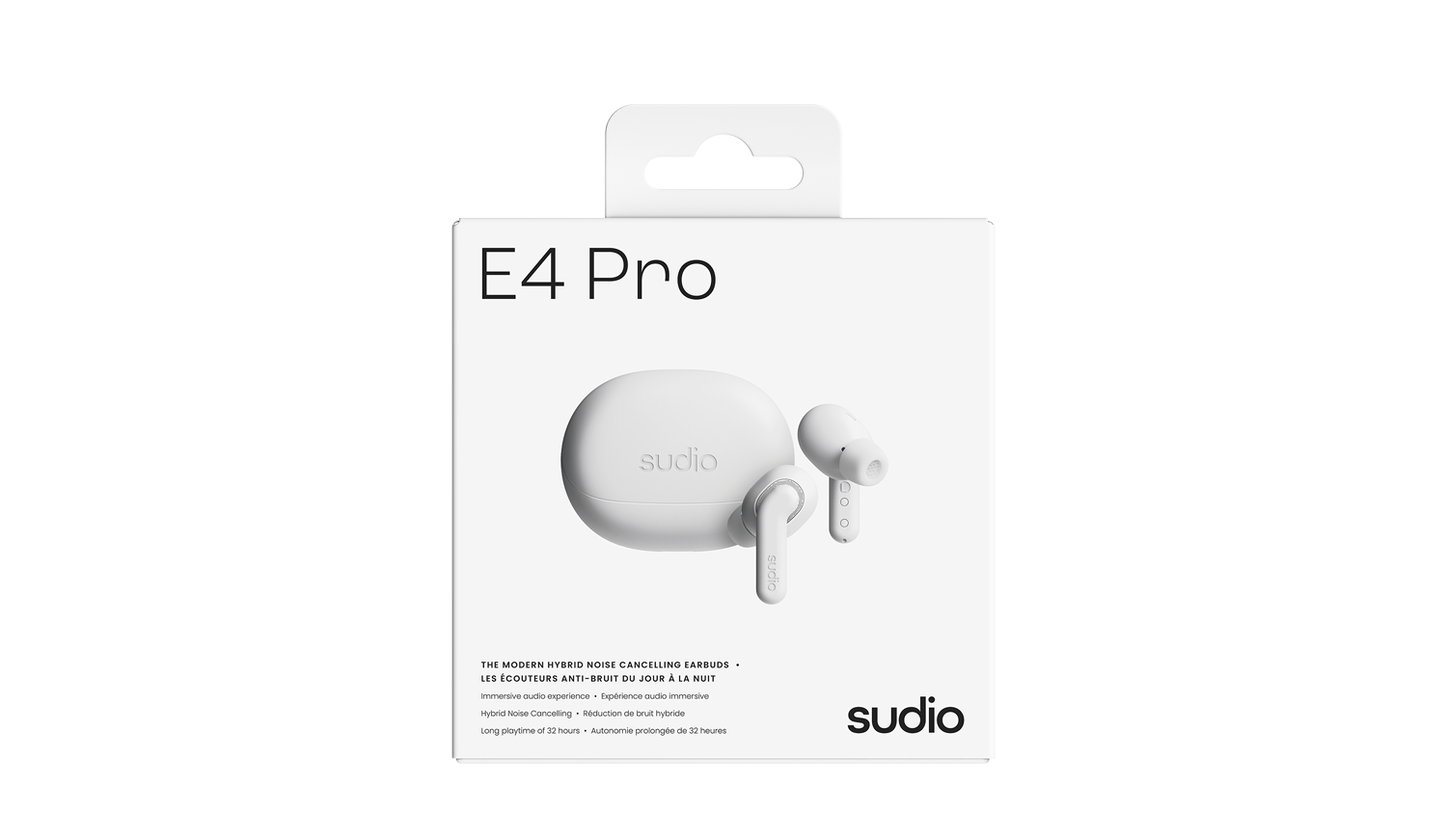 Sudio E4 Pro Earbuds and Case package box
